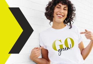 Frau mit Go Green T-Schirt